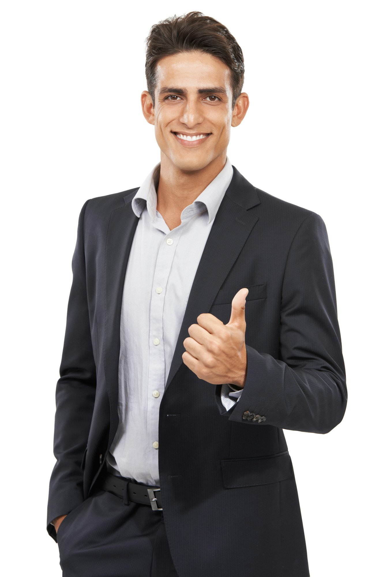 Giving you his approval. Portrait of an approving young businessman giving you a thumbs-up.